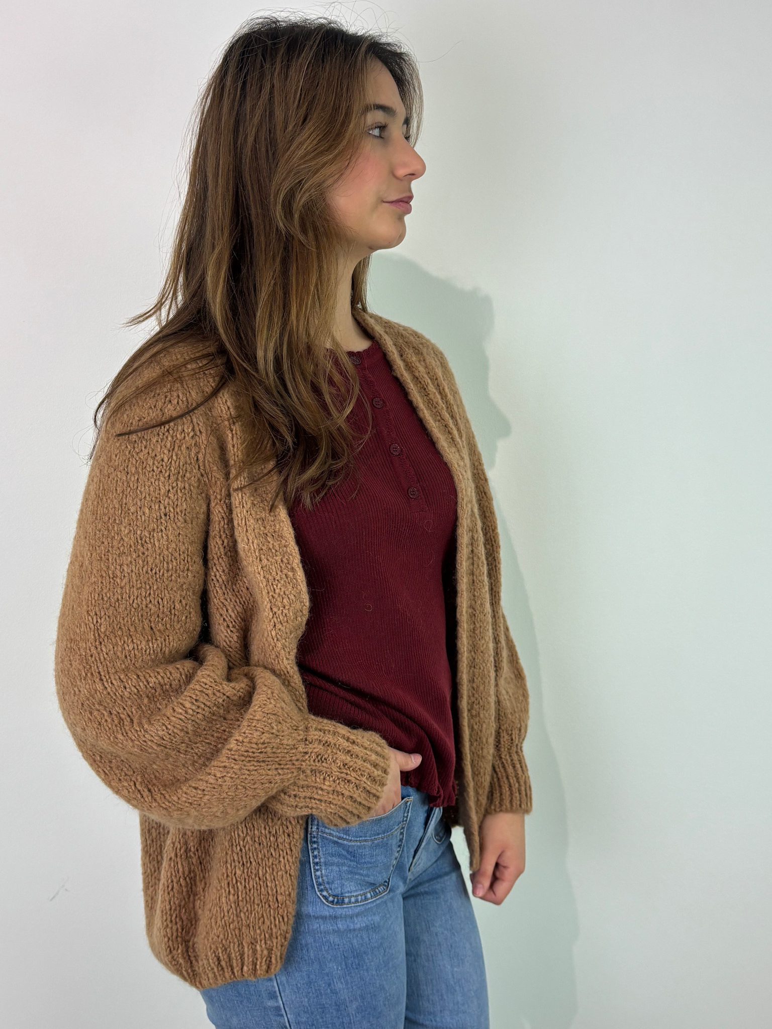 Sohvi short bernadette ballon sleeve Camel-4