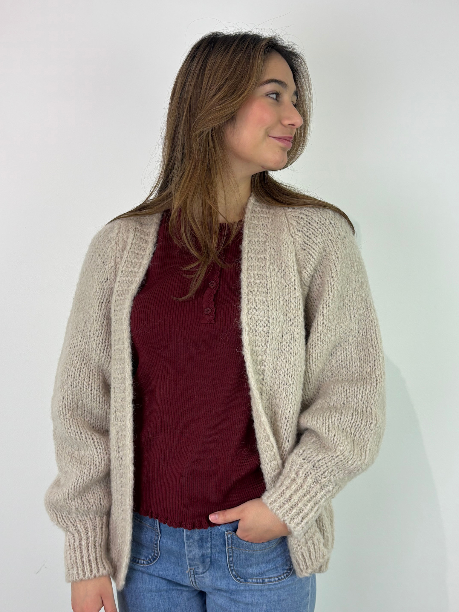 Sohvi short bernadette ballon sleeve Beige-1