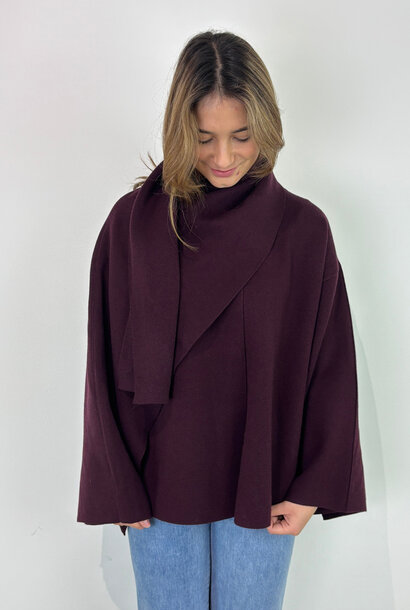 Taylor knit scarf poncho coat Burgundy