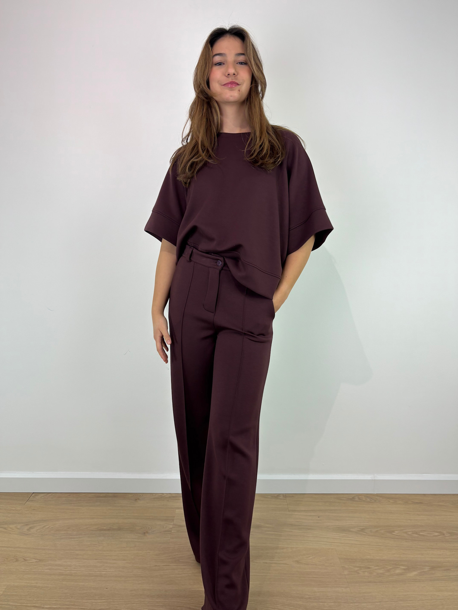 Kawal fine jersey s/s sweater top Burgundy-4