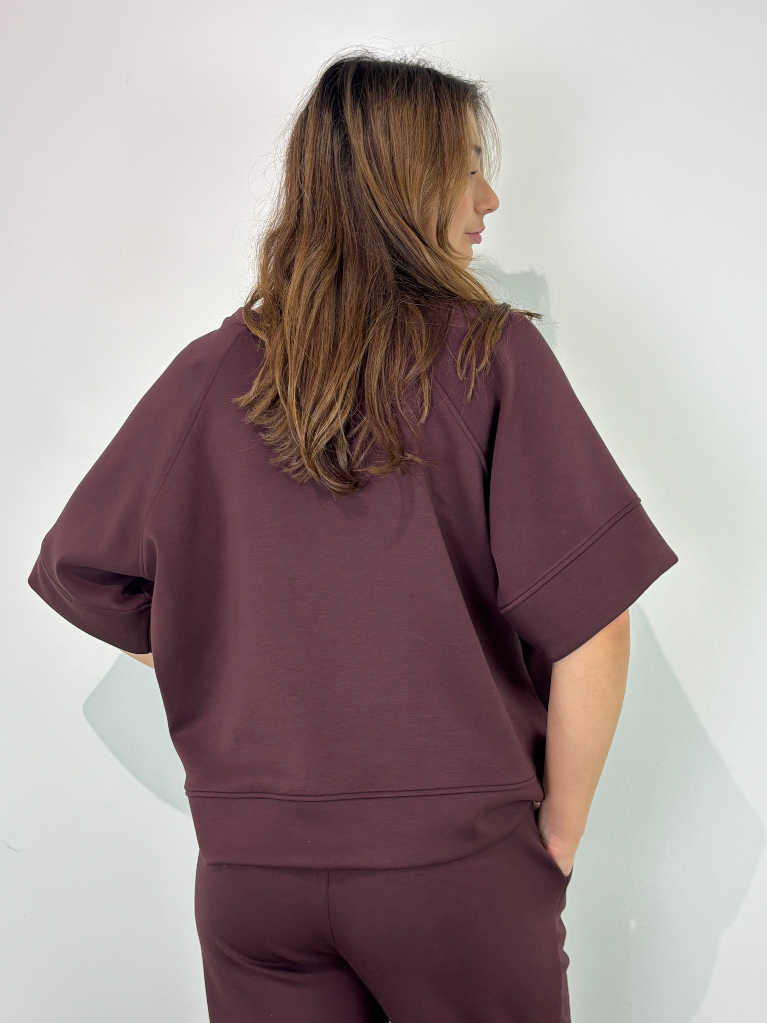 Kawal fine jersey s/s sweater top Burgundy-5