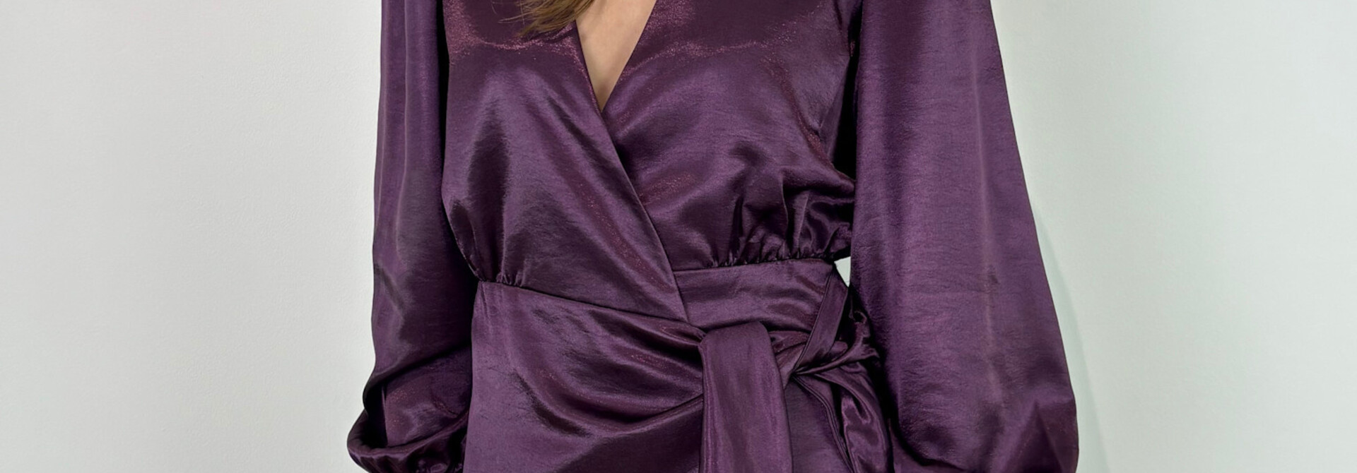 Daphea satin ballonsleeve dress Purple