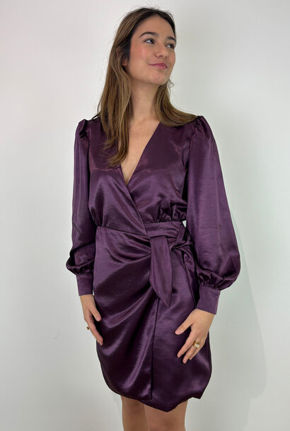 Daphea satin ballonsleeve dress Purple