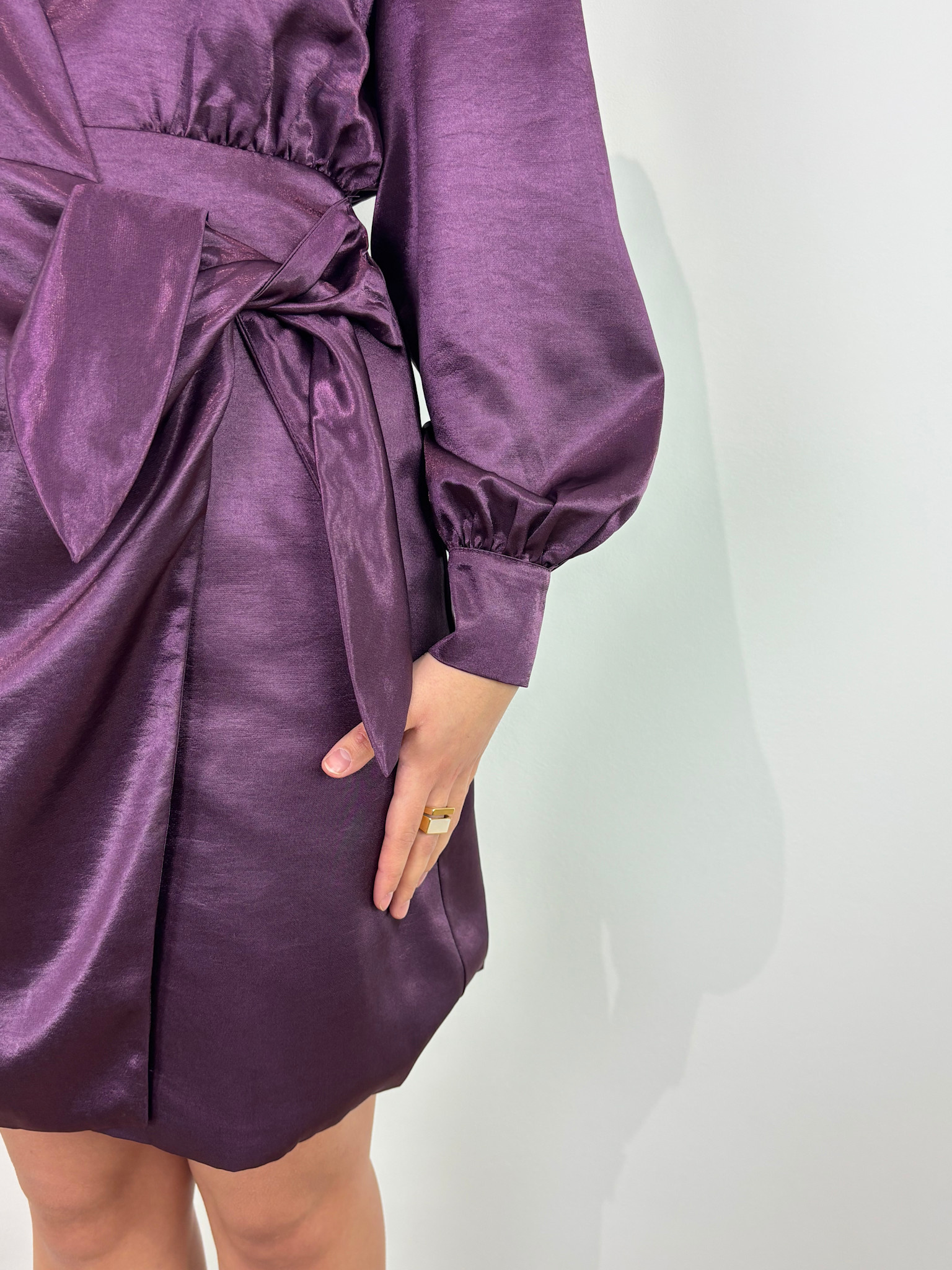 Daphea satin ballonsleeve dress Purple-3