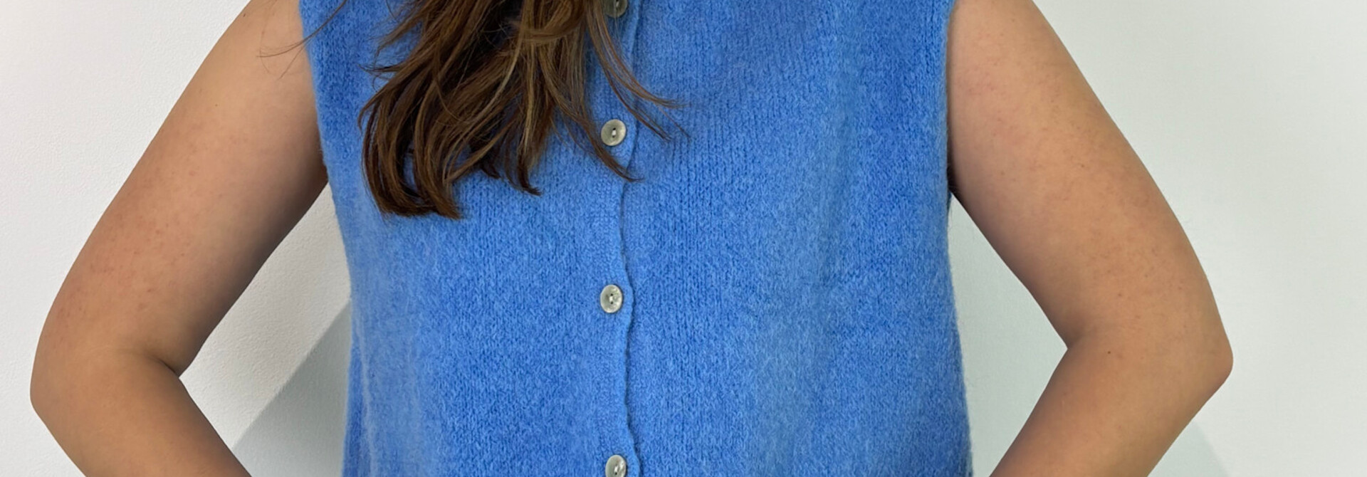 Bouna Alpaca sleeveless cardigan gilet Sky Blue