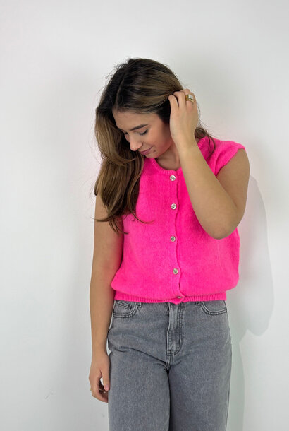 Bouna Alpaca sleeveless cardigan gilet Neon Pink