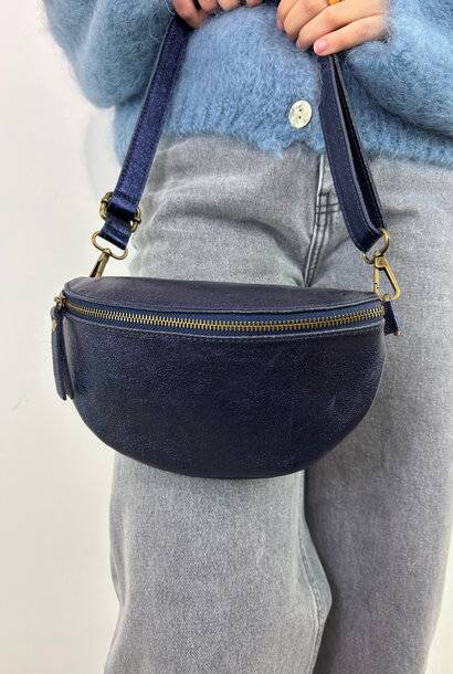 Clio leather metalic bum bag Navy