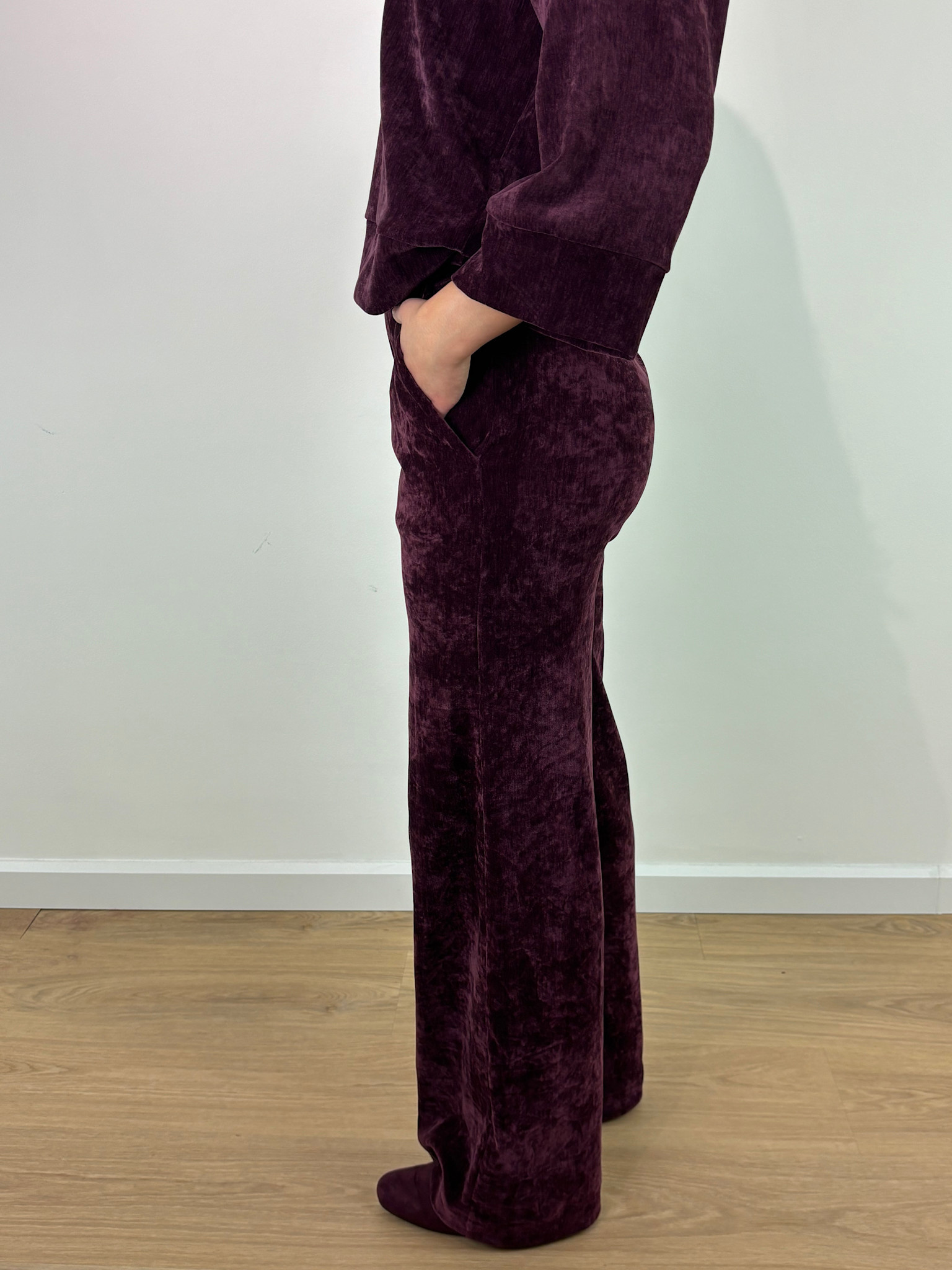 Parconi velvet homewear sweat pant Burgundy-3