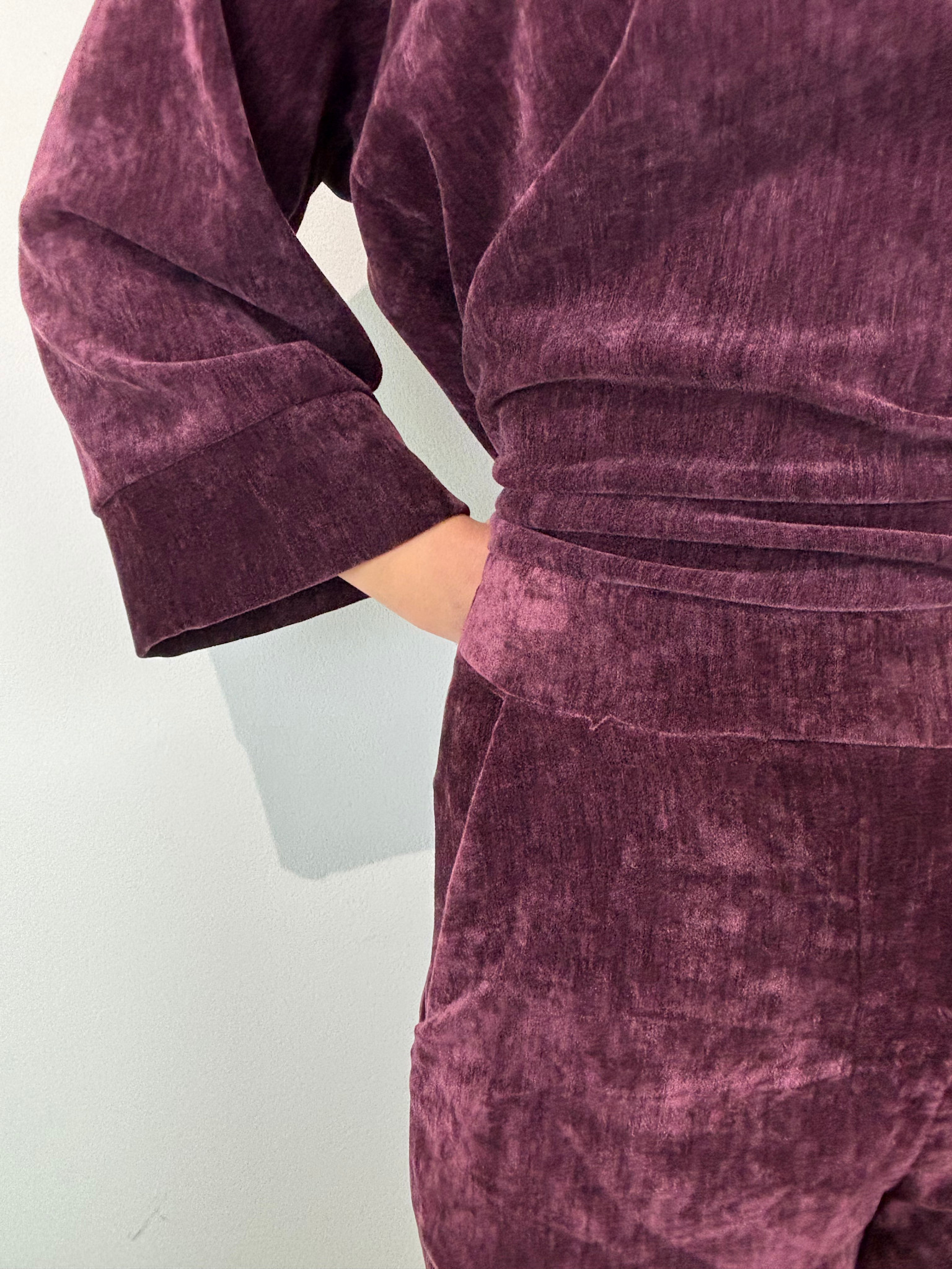 Parconi velvet homewear sweat pant Burgundy-2