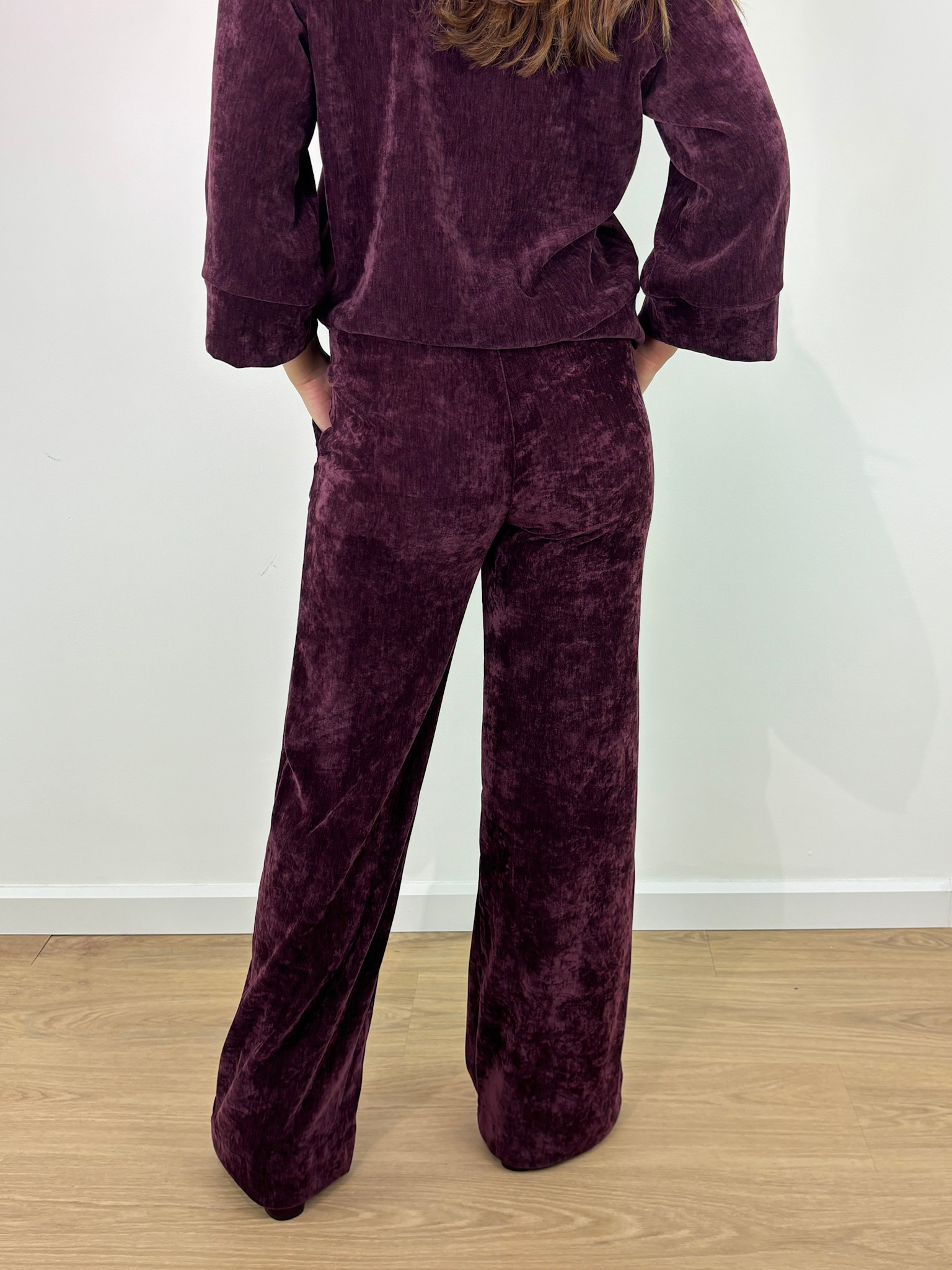 Parconi velvet homewear sweat pant Burgundy-4