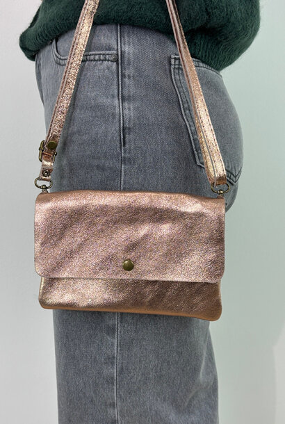 Louka metalic leather bag Champagne Rosé