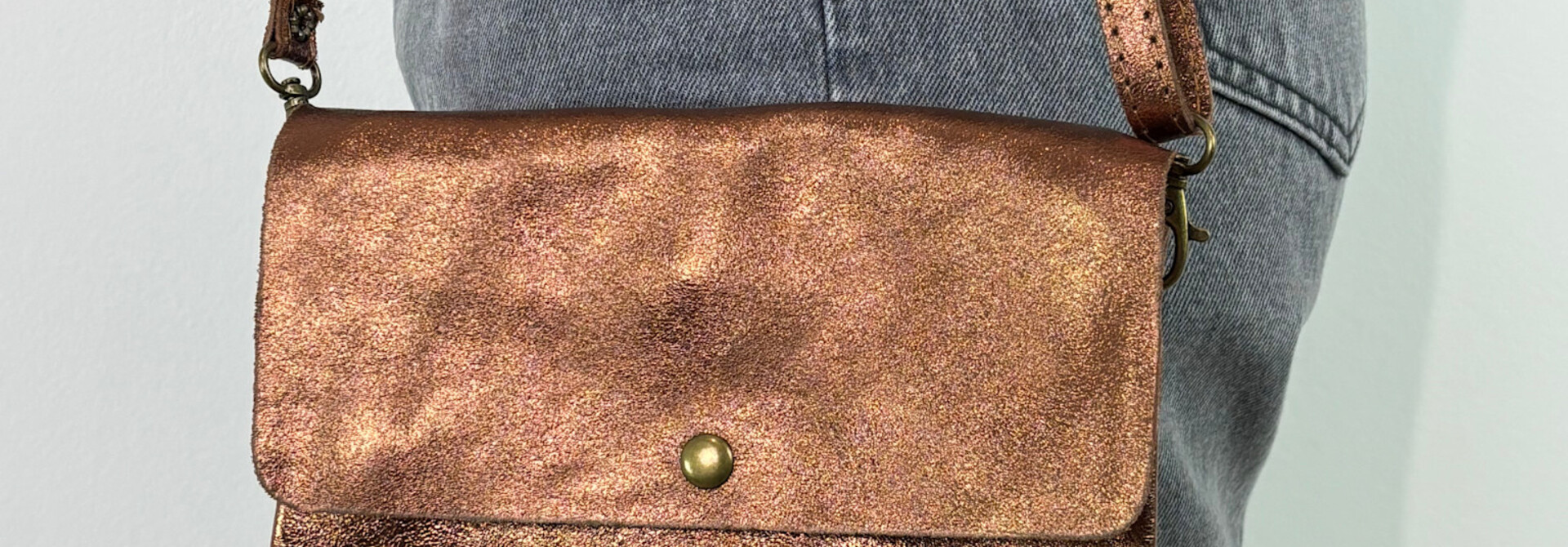 Louka metalic leather bag Bronze Brown
