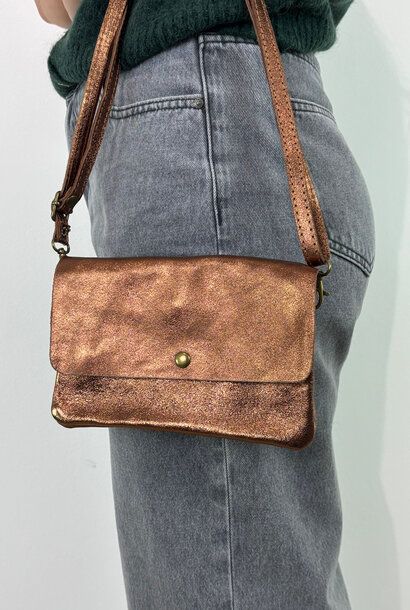 Louka metalic leather bag Bronze Brown