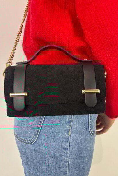 Ferretti suede genuine leather bag Black