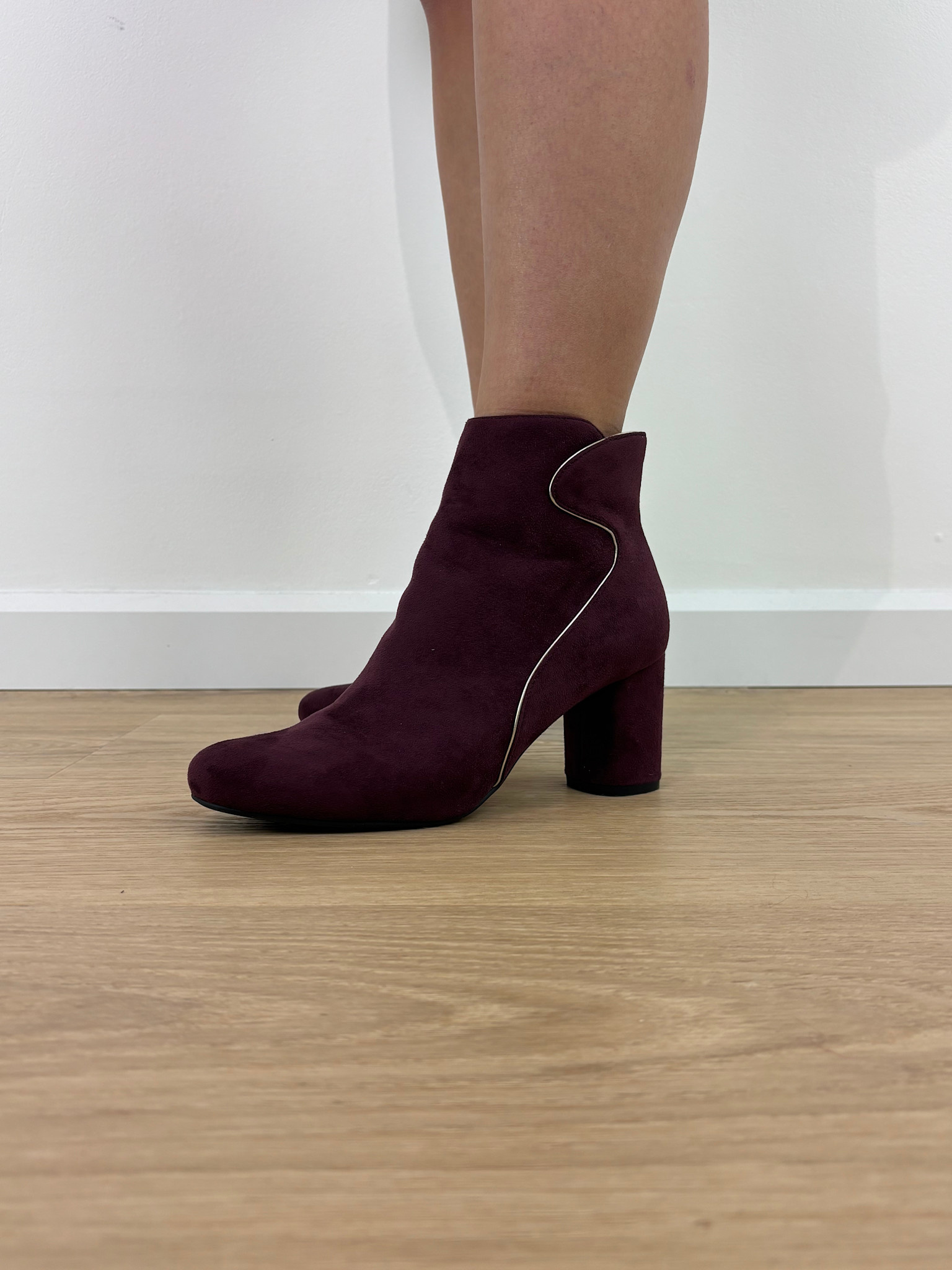 Rivka diam leather heel boots Bordeaux-1