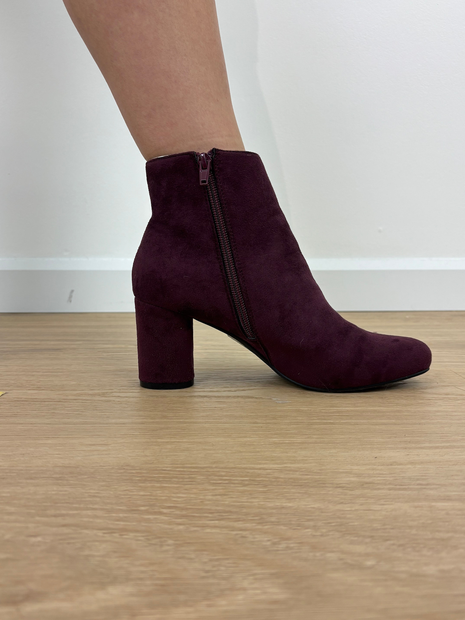 Rivka diam leather heel boots Bordeaux-2