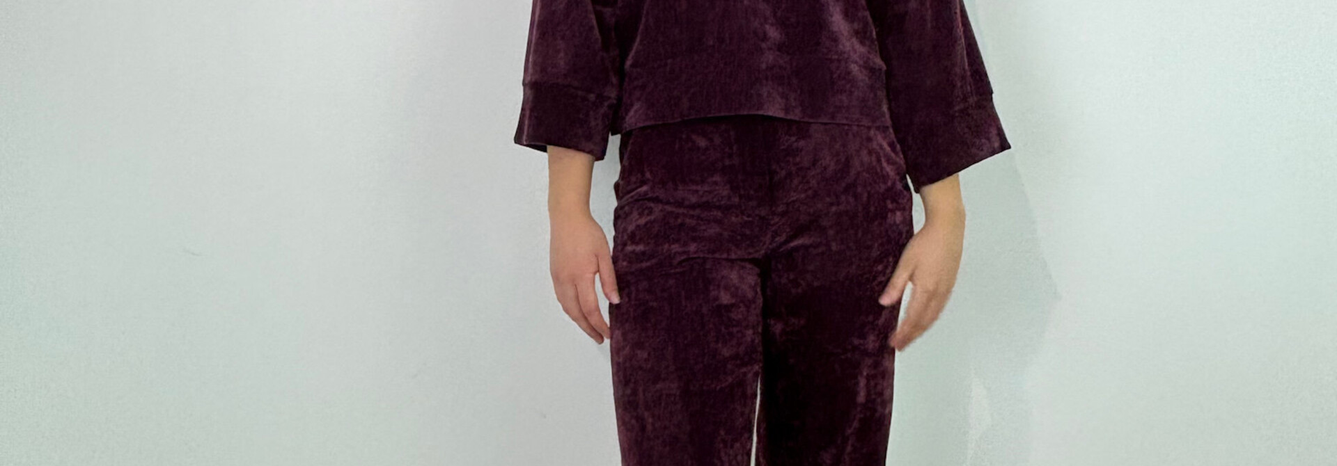 Bassal velvet homewear sweat top Burgundy