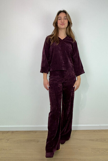 Bassal velvet homewear sweat top Burgundy