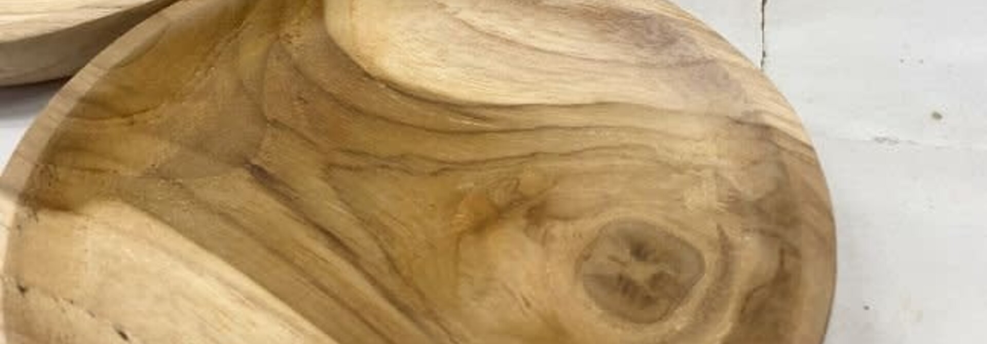 Round teak wooden tray 11cm Naturel