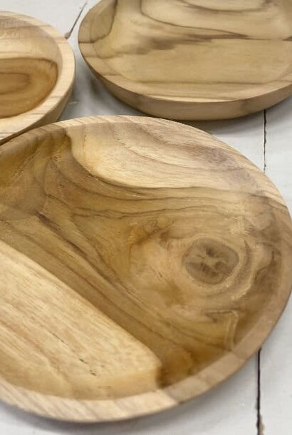 Round teak wooden tray 11cm Naturel