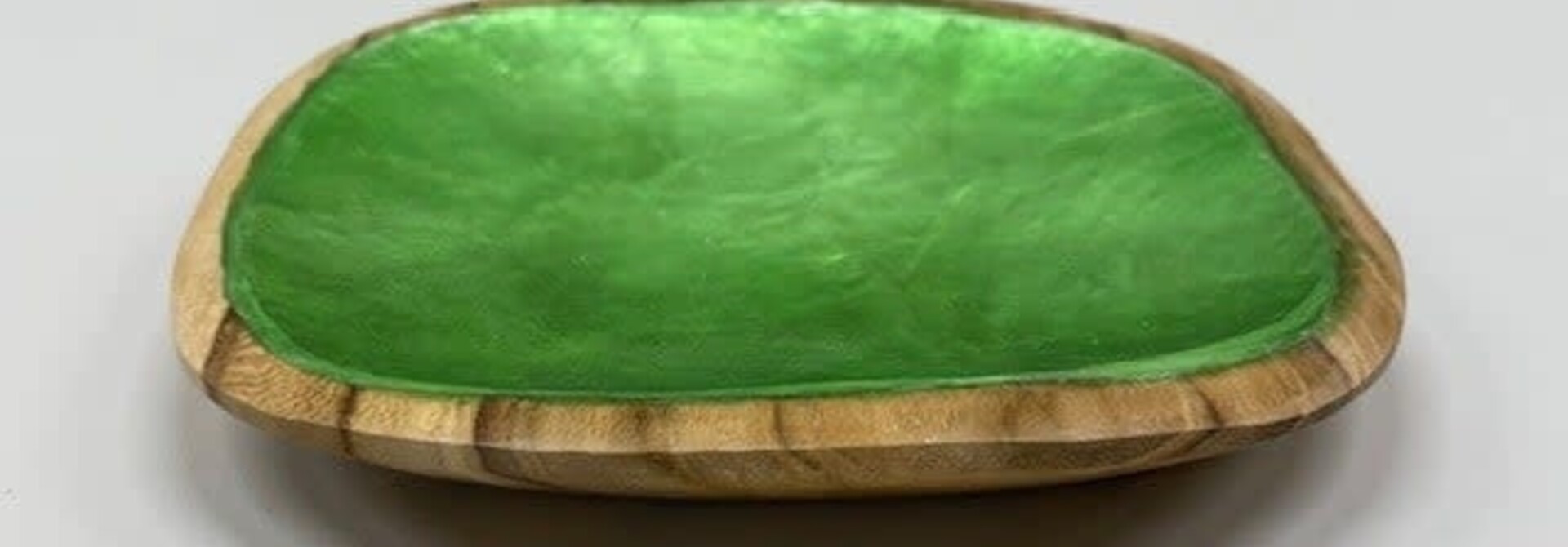 Capiz shell wooden tray Green