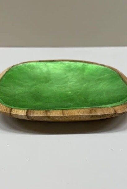 Capiz shell wooden tray Green