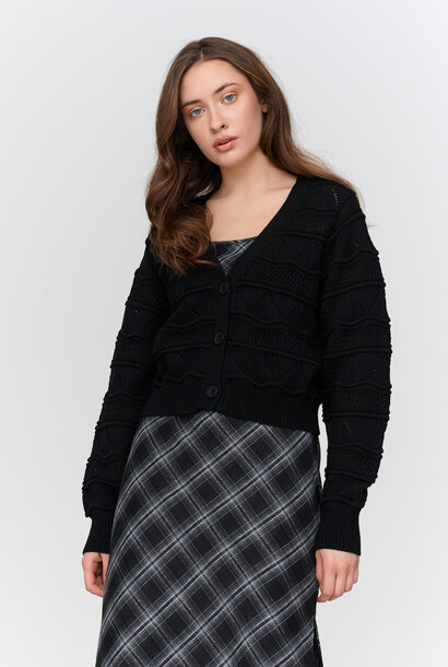 Ulla ajour ballonsleeve cardigan Black