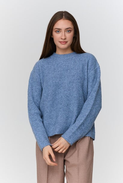 Filippa basic round neck knit Denim Blue