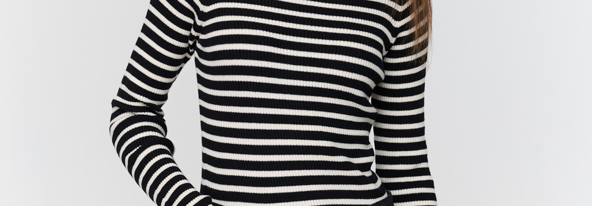 Ruby stripped rib turtleneck  Black