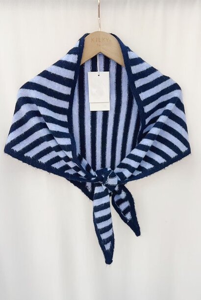 Lieze stripped  knit scarf Marine/Blue