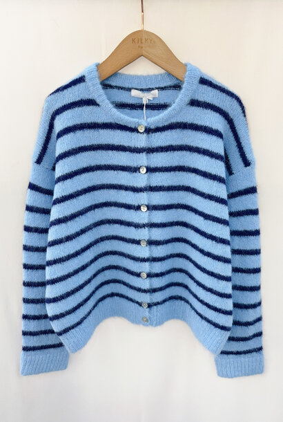 Noemié soft stripped knit cardigan Blue/Marine