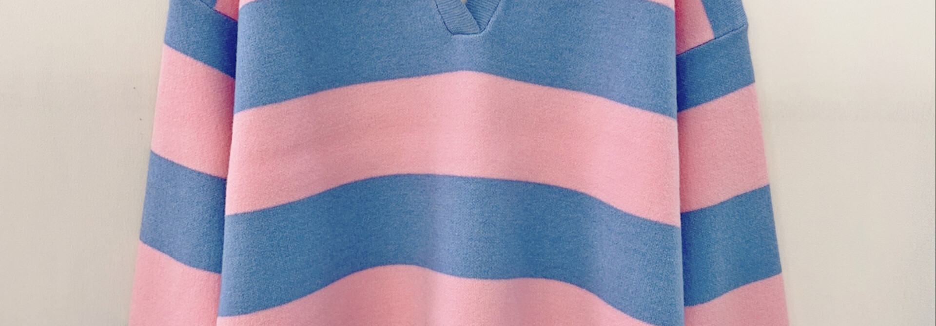 Thomas viscose stripped polo knit Blue/Pink
