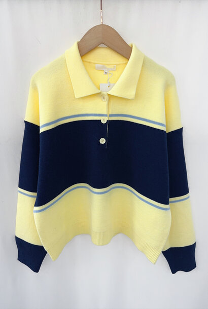 Todd viscose stripped polo knit Yellow/Marine