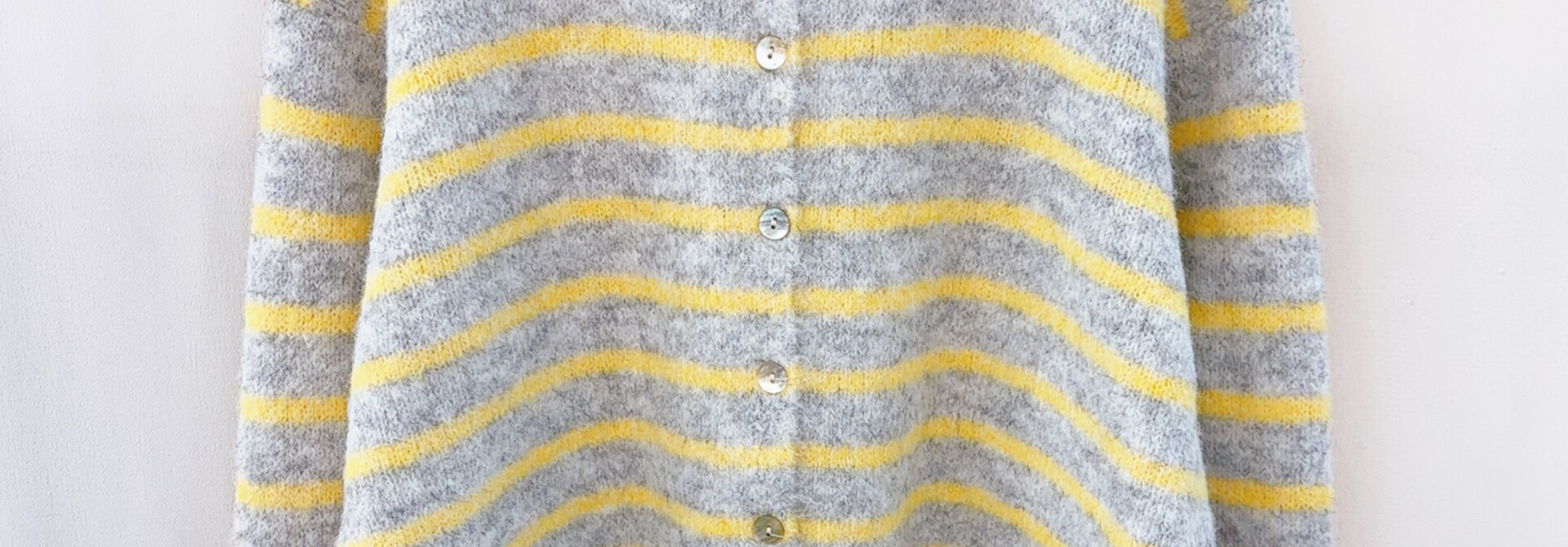 Noemié soft stripped knit cardigan Grey/Yellow