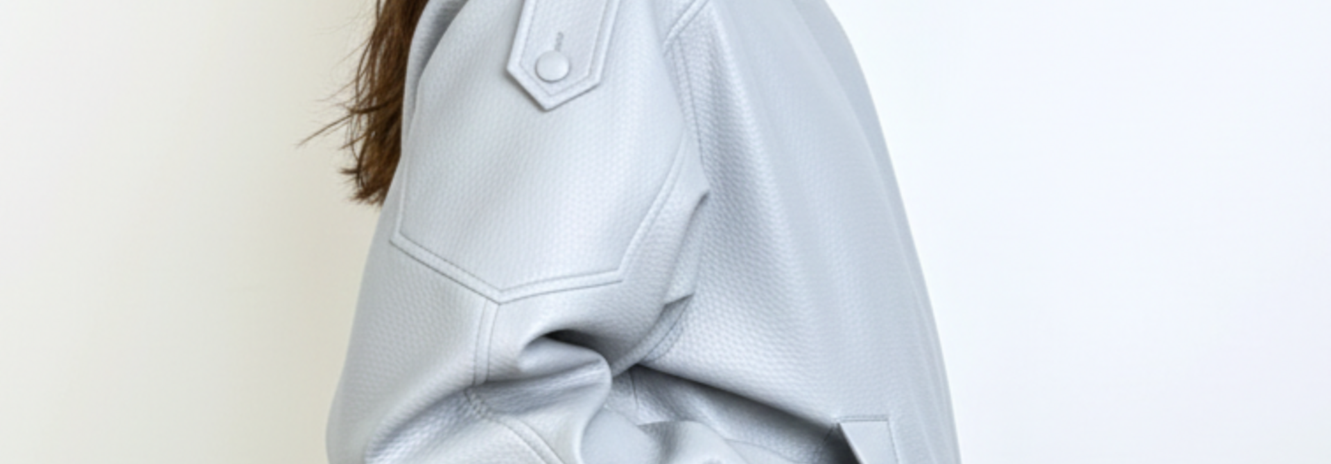 Dione statement funnel-neck leather jacket Ice Blue