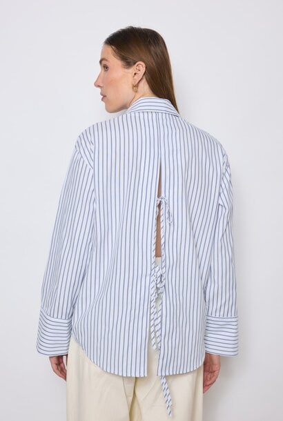Steph stripped blouse with bow detail at the back Blue