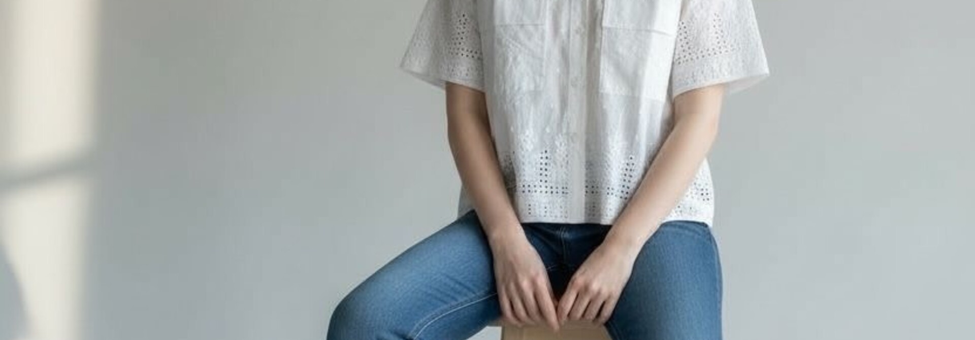 Norine polka dot broderie blouse White