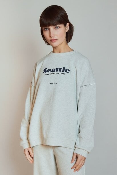"Seattle with Love" sweater Ligt Grey/Marine