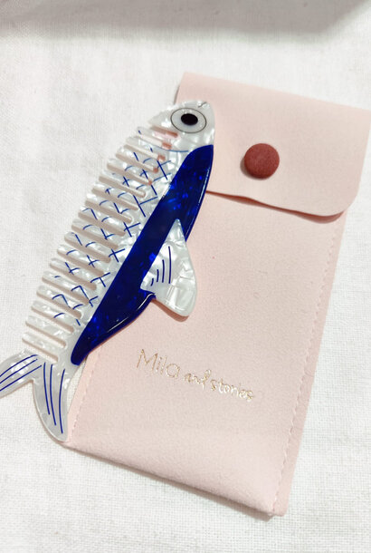 'Blue Fish' hair comb with Pink pouch