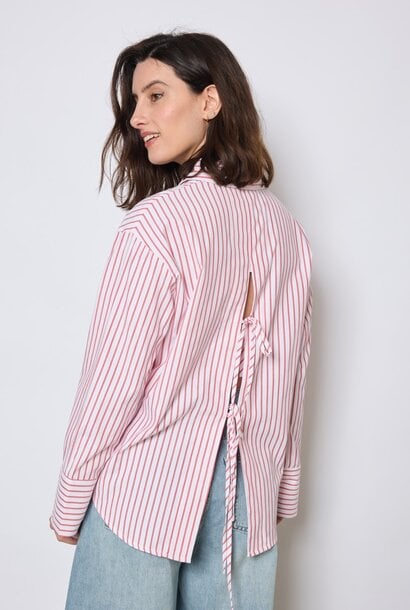 Steph stripped blouse with bow detail at the back Red
