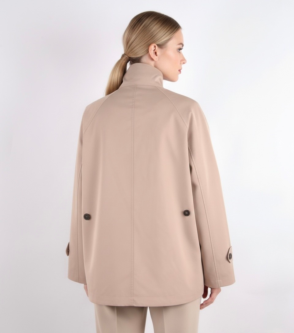 Nümph funnel-neck trench coat Beige-3