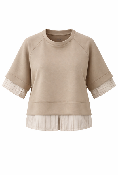 Kamall viscose trompe l'oeil sweat/blouse Beige