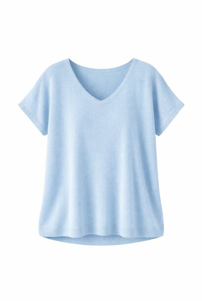 Ellö fluide viscose boxy knit top Light Blue