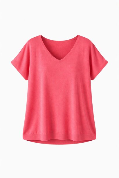 Ellö fluide viscose boxy knit top Coral Rose