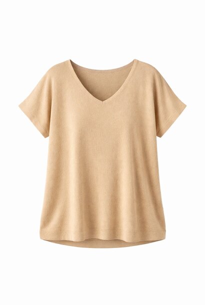 Ellö fluide viscose boxy knit top Beige
