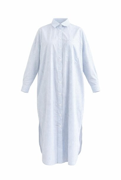 Brigitte cotton loose stripped shirtdress Light Blue