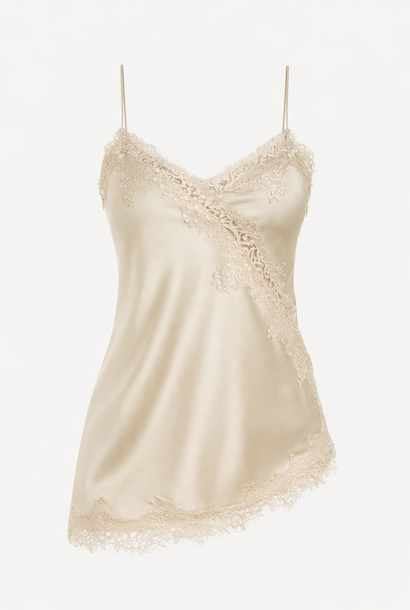 Michelle assymetric lace top Beige