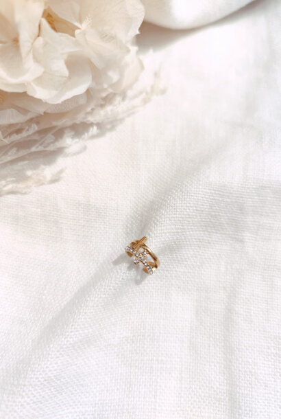 Little diamant cross ear cuff Gold