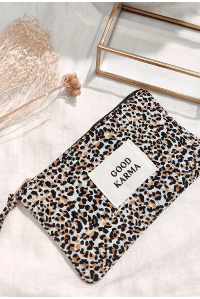 "Good karma" poche Leopard Marron