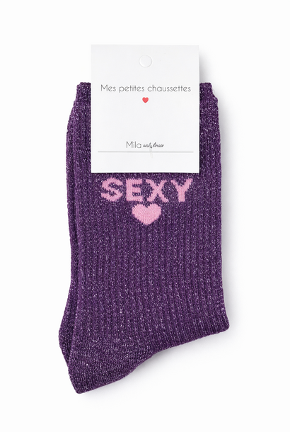 'Sexy' glitter sock Purple